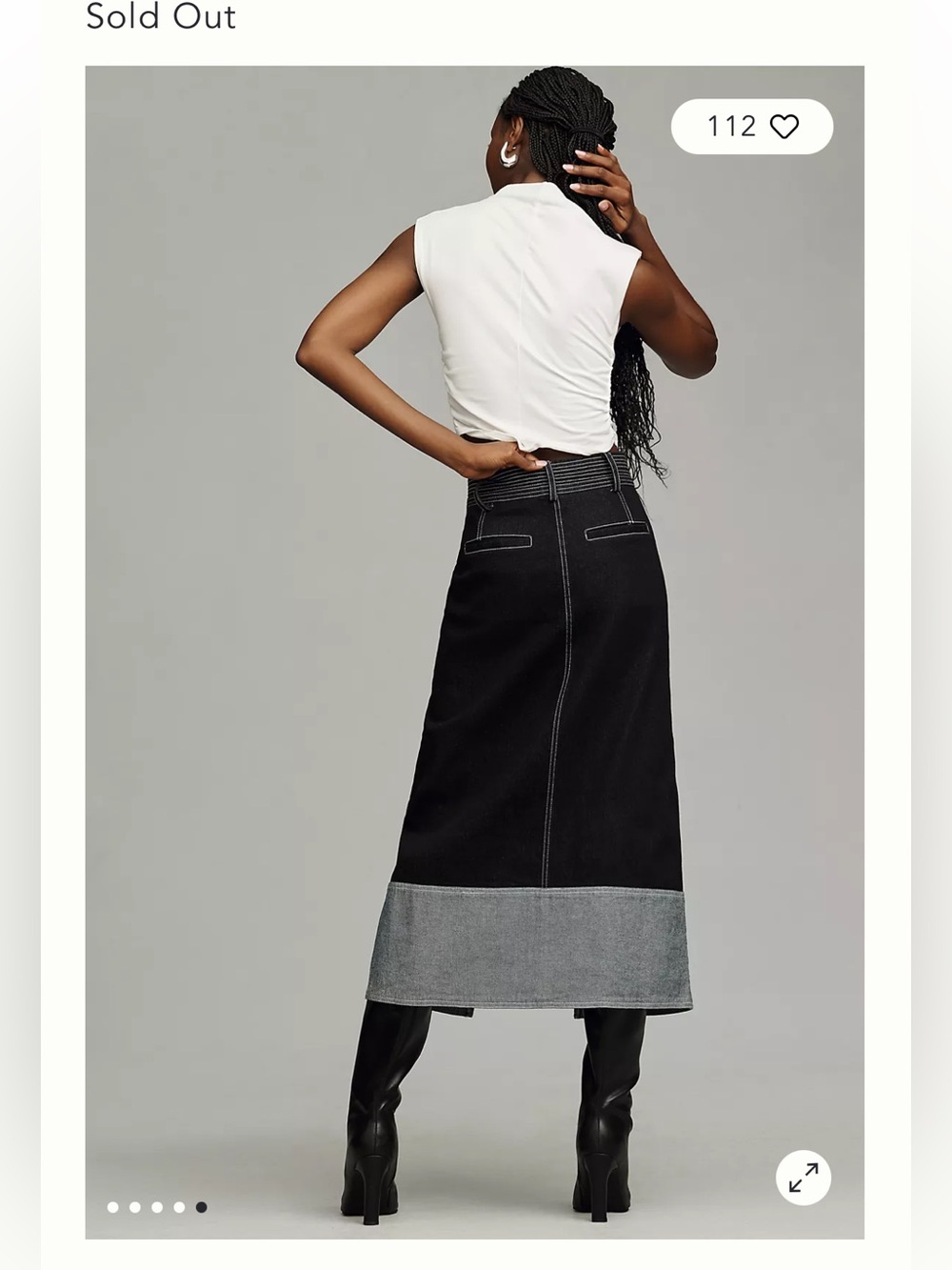 Anthropologie brand PILCRO denim midi SKIRT contrast DARK WASH size 10 - Picture 3 of 9